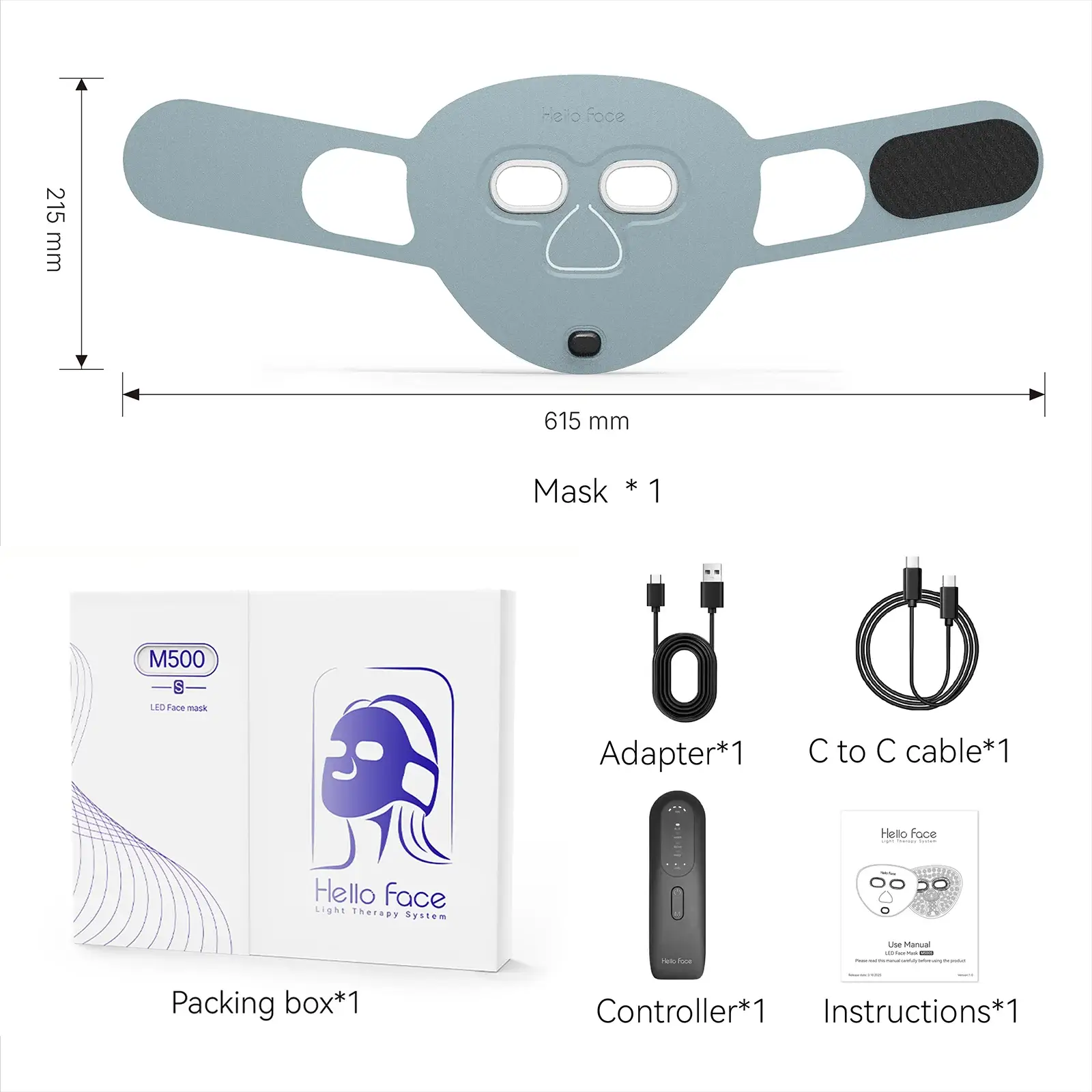 Red Light Therapy Photon Mask Hello Face M500S LED 630nm 850nm Near-Infrared Light Therapy Facial Mask Professional Beauty Care from PriceLows™