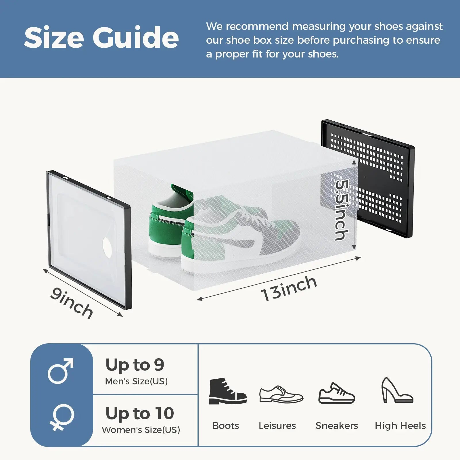 JHK 12/15 Pack Plastic Stackable Shoe Organizer with Lids for Closet Foldable Shoe Rack Sneaker Container Under Bed and Entryway Space Saving Cabinet Home Furniture from PriceLows™