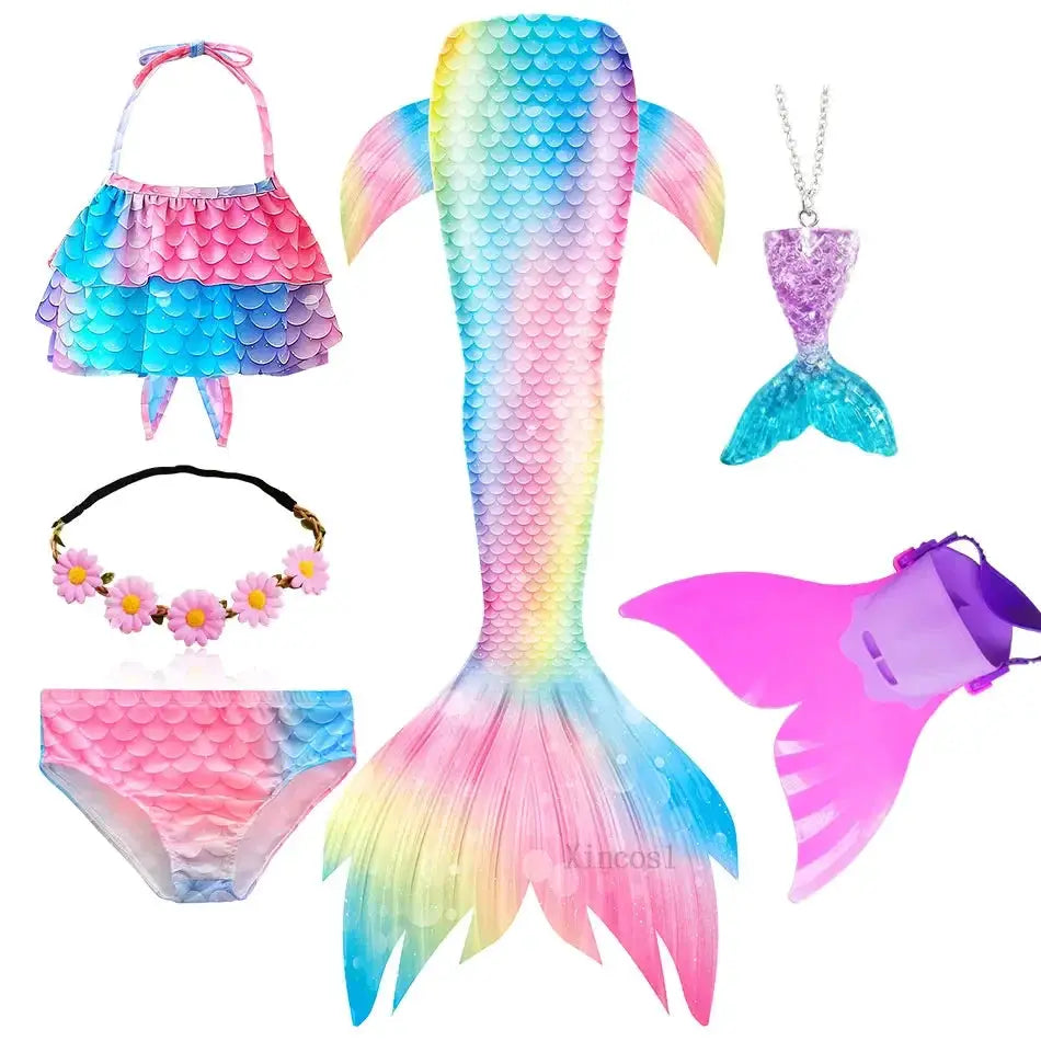 Girls Swimming Mermaid Tail Mermaid Costume Dress Cosplay Christmas Birthday Gift Swimsuit Can Add Monofin Fin Halloween Costume from PriceLows™