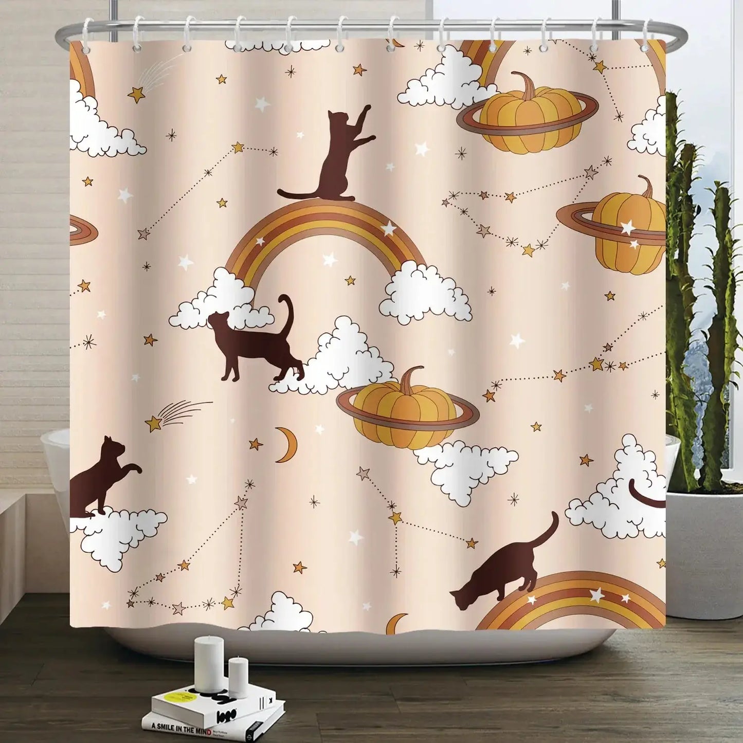 Cartoon Cat Shower Curtain Funny Animal Cute Cat Dog Kids Print Waterproof Bath Bathroom Shower Curtains Decoration with Hooks from PriceLows™