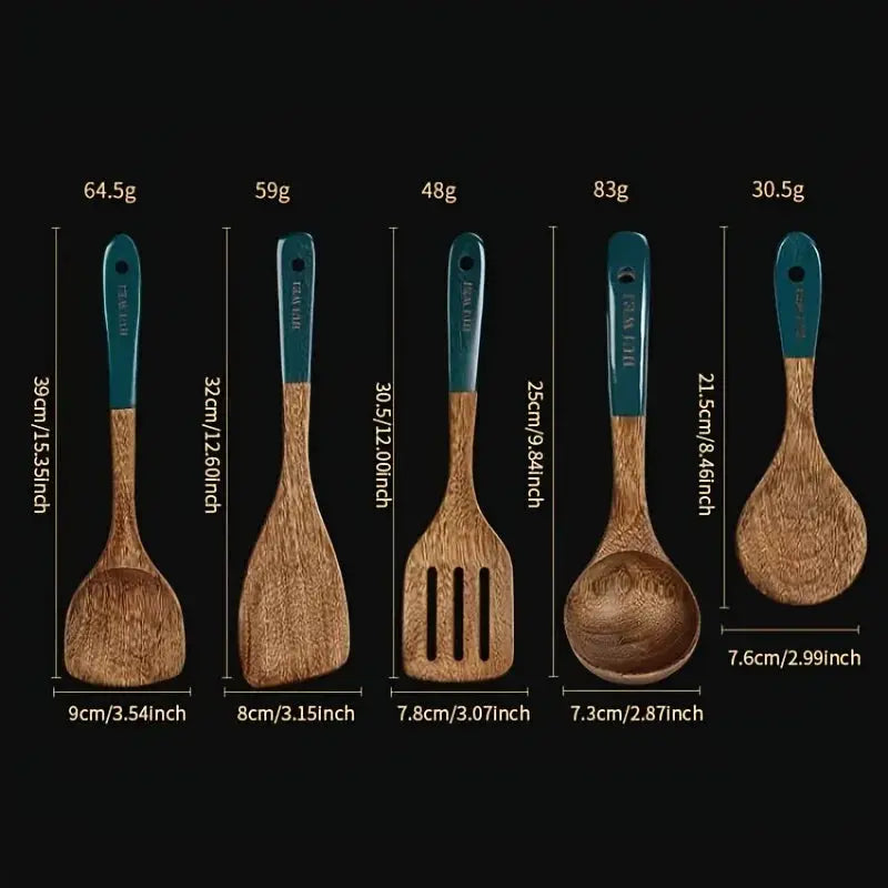A set of wooden kitchen utensils such as spatula, cooking special, household non-stick pan, heat-resistant and durable cookware from PriceLows™