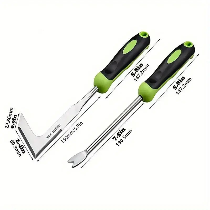 Stainless Steel Weeding Tool | Manual Soil Scarifier | Rubber Grip