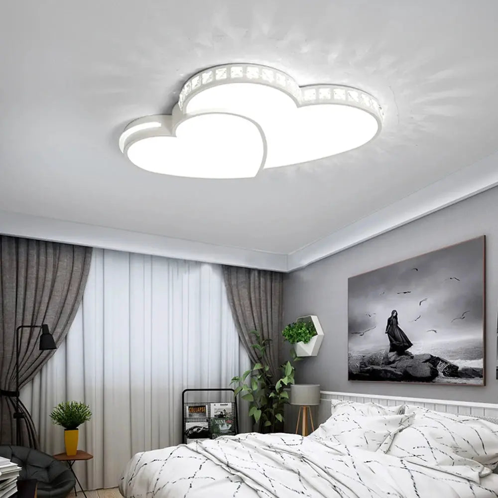 Modern Heart Shaped Ceiling Lights Crystal LED Flush Mount Lamp Cartoon Children's Room Living Room Bedroom Lamp Fixture from PriceLows™