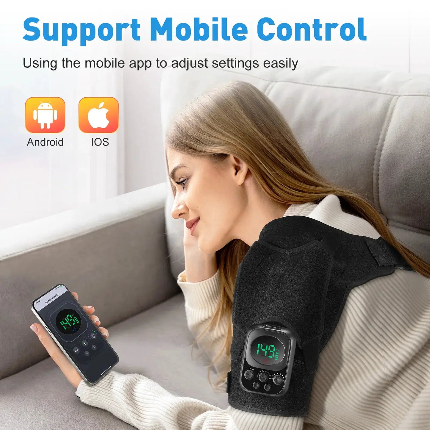 Electric Shoulder Brace | Wireless Heating Pad | Mobile Controlled | Men Women