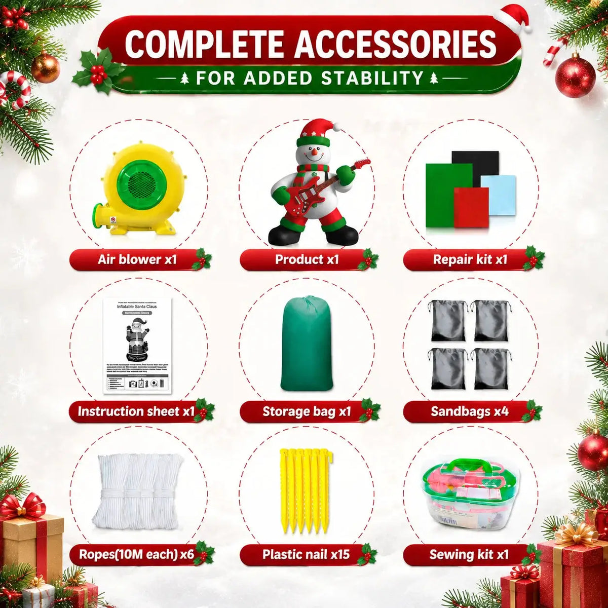 Inflatable Christmas Snowman | 26 Ft Height | With Guitar | Outdoor Yard