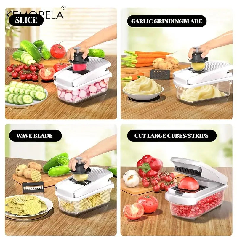 Vegetable Chopper | Stainless Steel Blades | With Container | 14 In 1