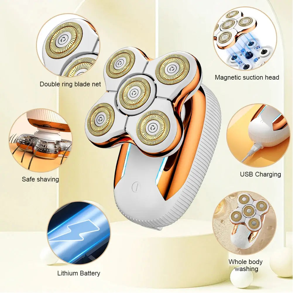 Women's Electric Shaver | Gold Five-Blade Floating Head | 60 Min Battery