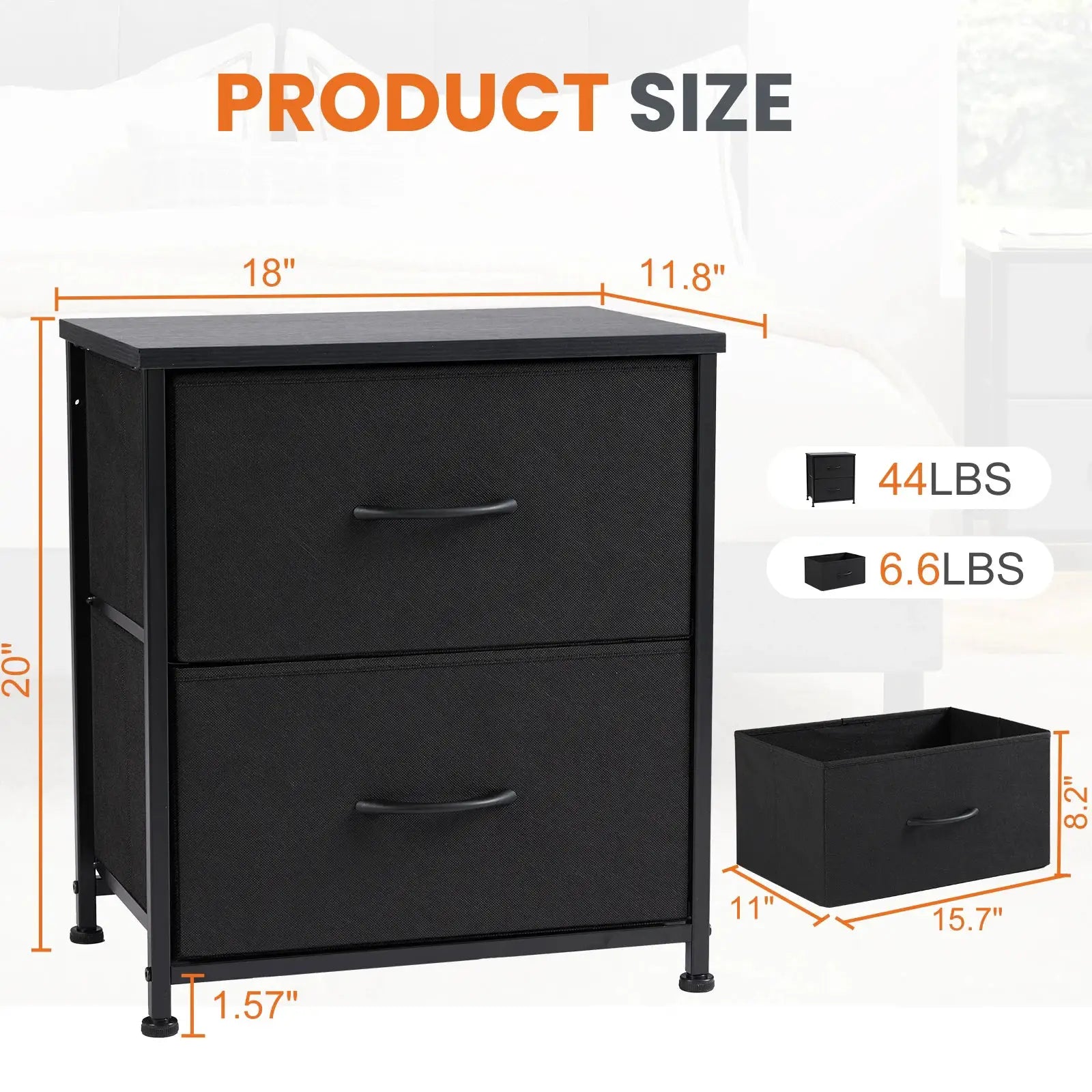 JHK Nightstand Bedside Coffee Sofa Tea Table Storage Closet Chest Clothes Display For Bedroom 2 Fabric Drawers Cabinet Furniture from PriceLows™
