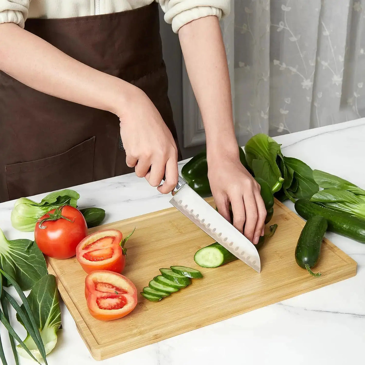 3 Piece Natural Bamboo Cutting Boards Set with Stand | Kitchen Chopping Boards | 3-Piece | Bamboo | Home