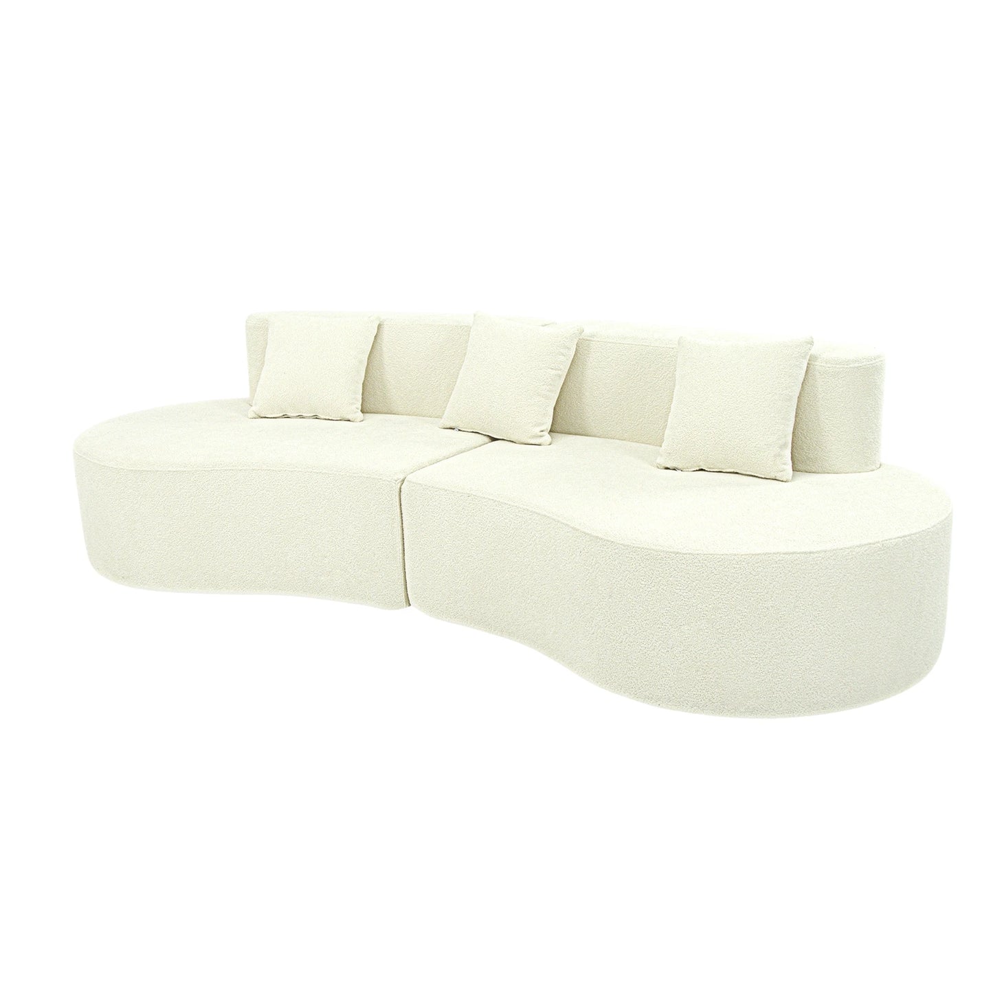Modular Sectional Sofa | Curved 4-Seat | Cream White | Width 2000-2400mm