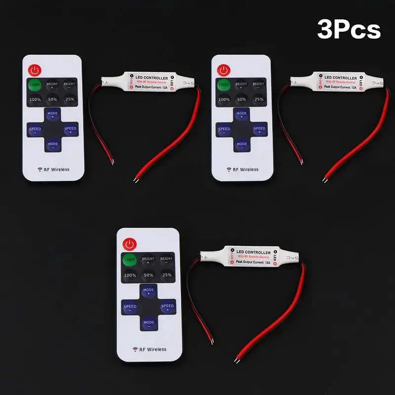 1/3/5Pcs 5-24V Led Dimmer Controller RF 11-Key Monochrome Montroller Wireless Remote Control For LED Strip Light from PriceLows™