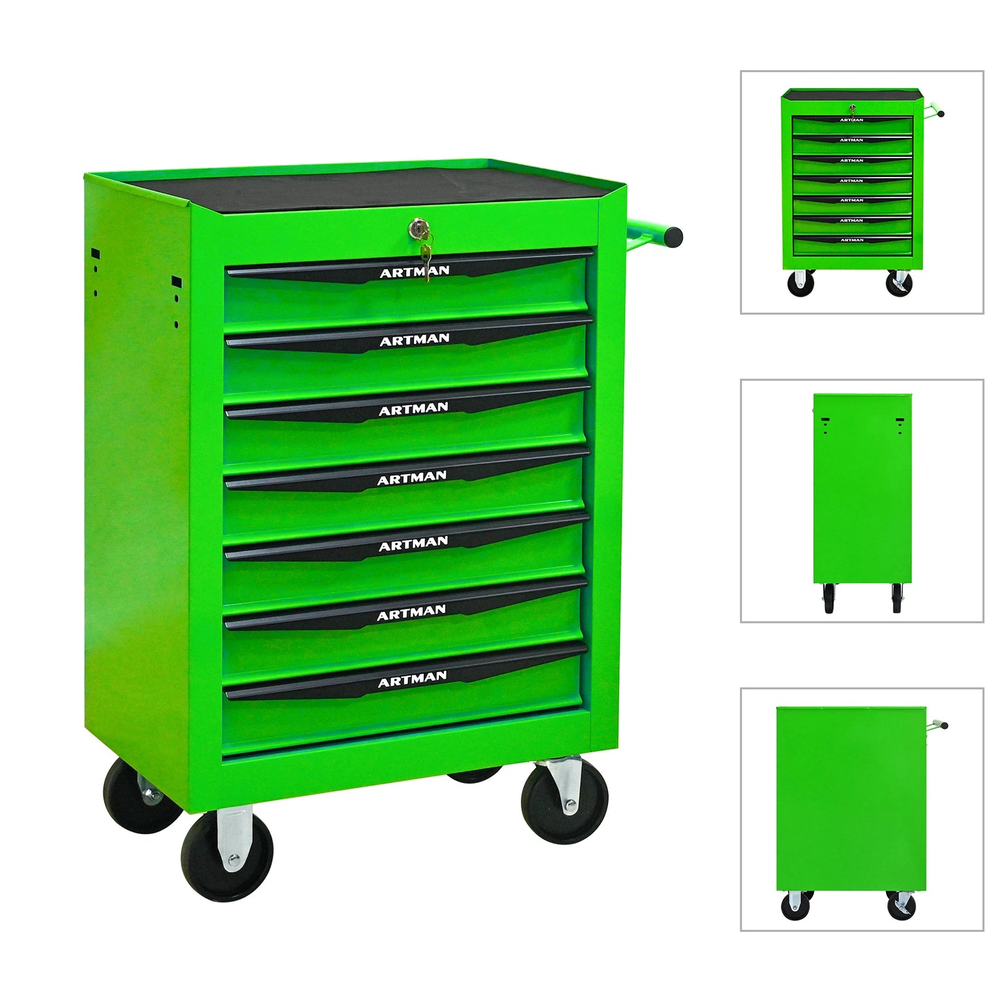 7 Drawer Rolling Tool Box Hardware Storage Tool Cabinet, Heavy Duty Steel Metal Cart, Lockable, Shop Garage NEW，red from PriceLows™