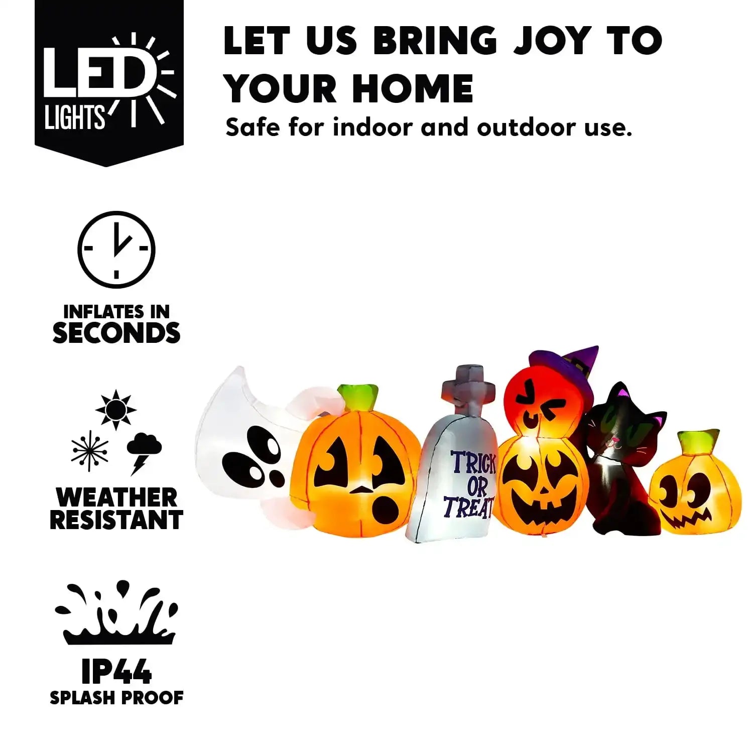 Joyfy 8 ft Halloween Inflatables Characters Long Light Up Pumpkin Ghost Cat Tombstone Halloween Blow up Yard Decorations from PriceLows™