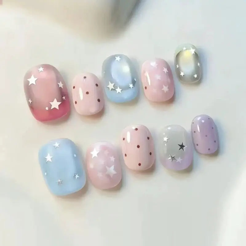 Press On Nails | Short Oval Design | ABS Material | 10 Piece Set Size M