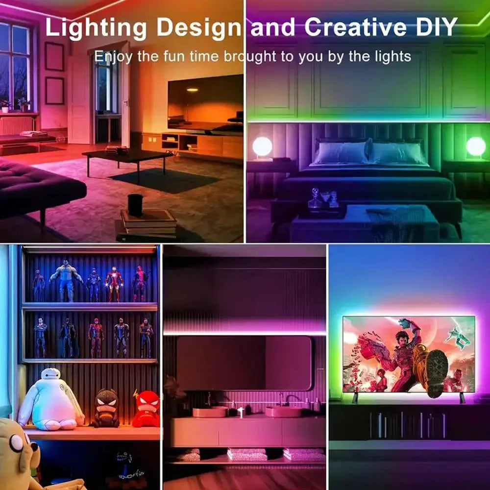 RGB USB 5V LED Strip Lights Tape Flexible Diode Lamp Color Changing App Control TV Backlight LED Lights Room Decoration Lighting from PriceLows™