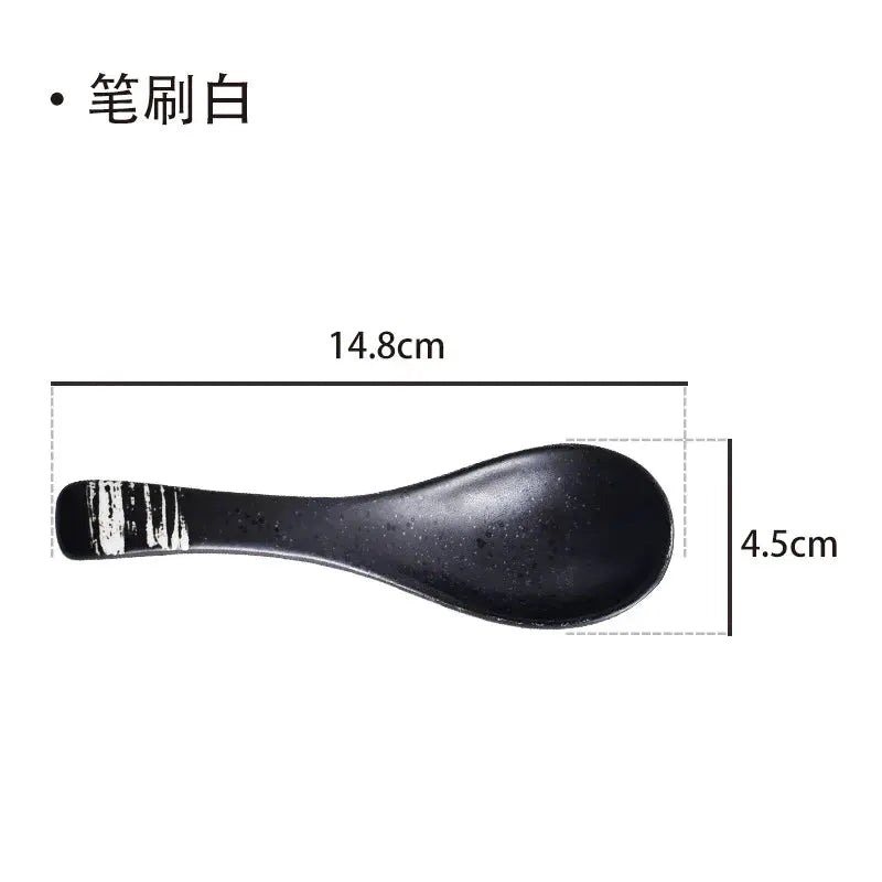 Ceramic Spoon Japanese Retro Bone China Green Black 14.5*4.5cm Rice Scoop Tableware Household Kitchen Supplies Dinnerware from PriceLows™
