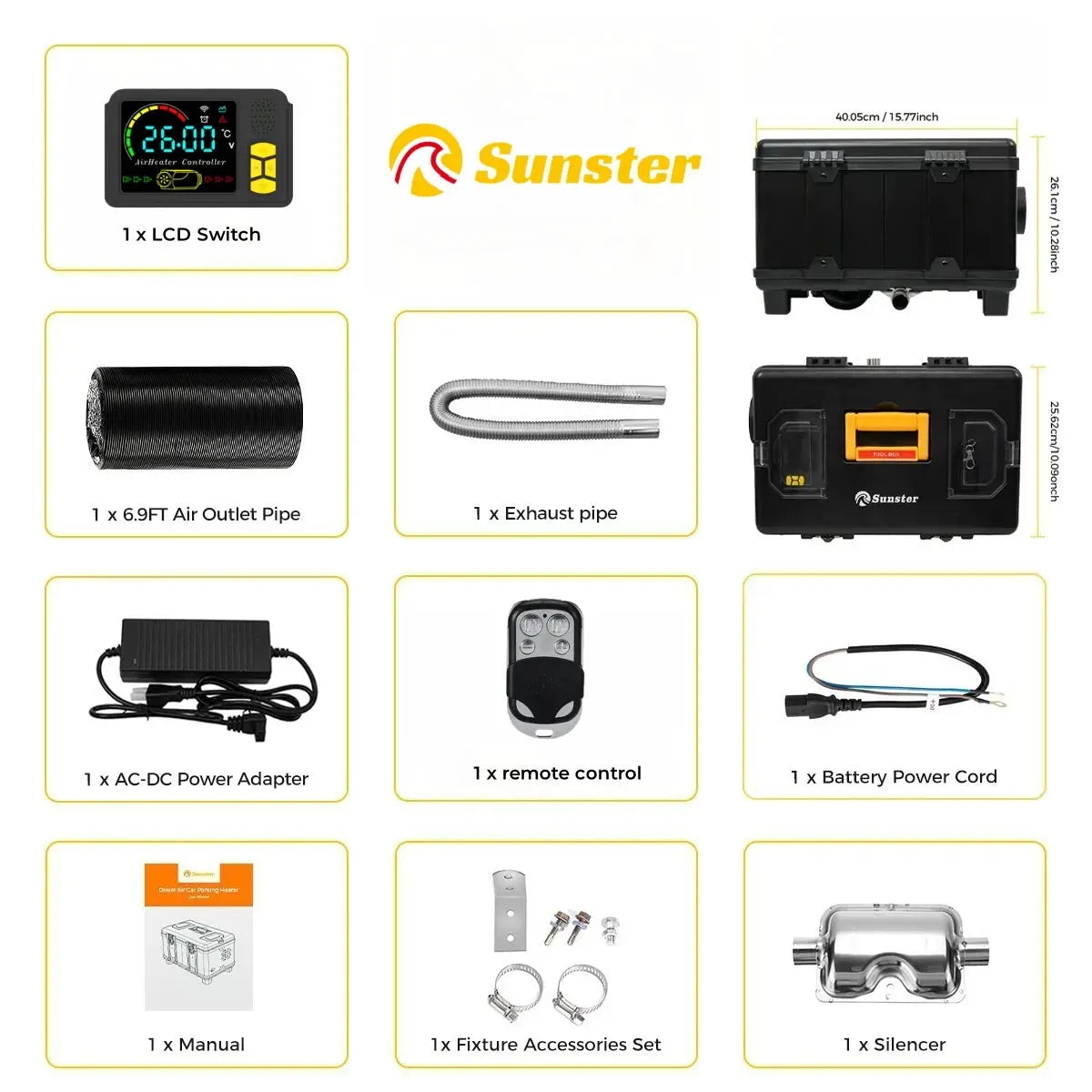 ToolBox 8KW 12V&24V 230V Diesel Air Heater With Bluetooth APP Control &Thermostatic Parking Night heater for Car RV Camper Tent from PriceLows™