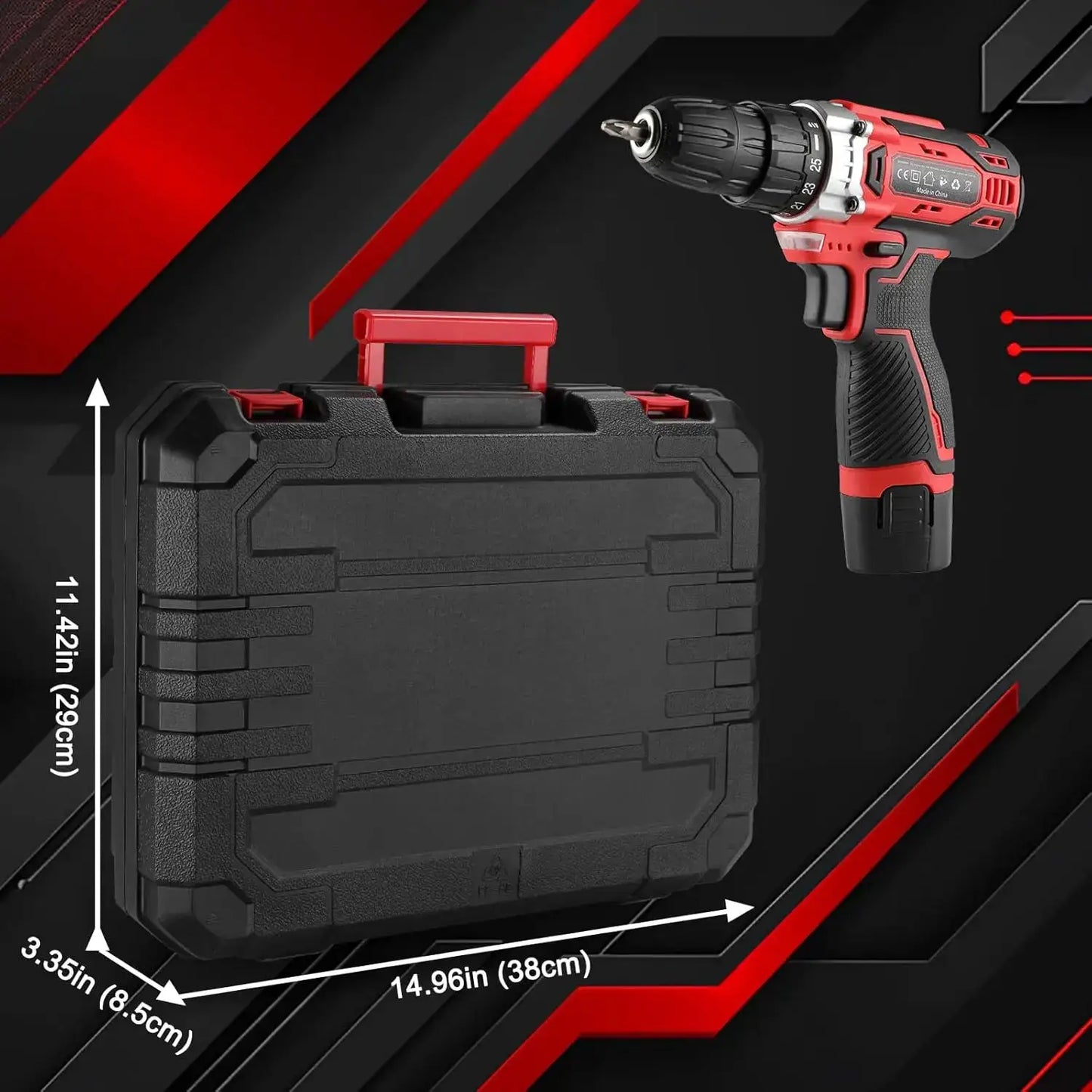 138 Pcs Power Hand Tool Set with 12V Cordless Drill, Home DIY Repairs Maintenance Tool Box,Combination Tool Kit from PriceLows™