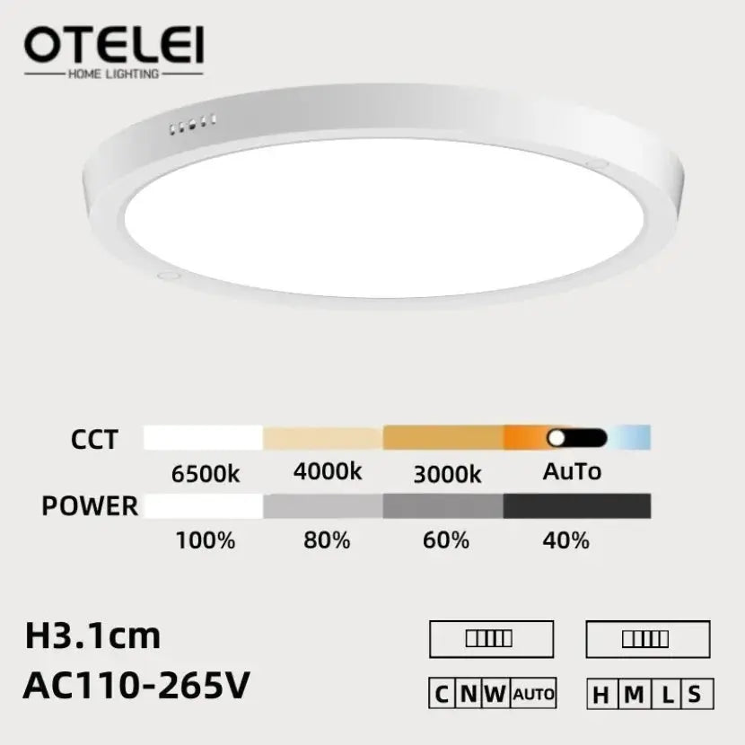 New Ultra-thin LED Ceiling Light CCT Button Dimming 3 Colors Panel Light Kitchen Bedroom Bathroom Highlight Round Ceiling Lamp from PriceLows™