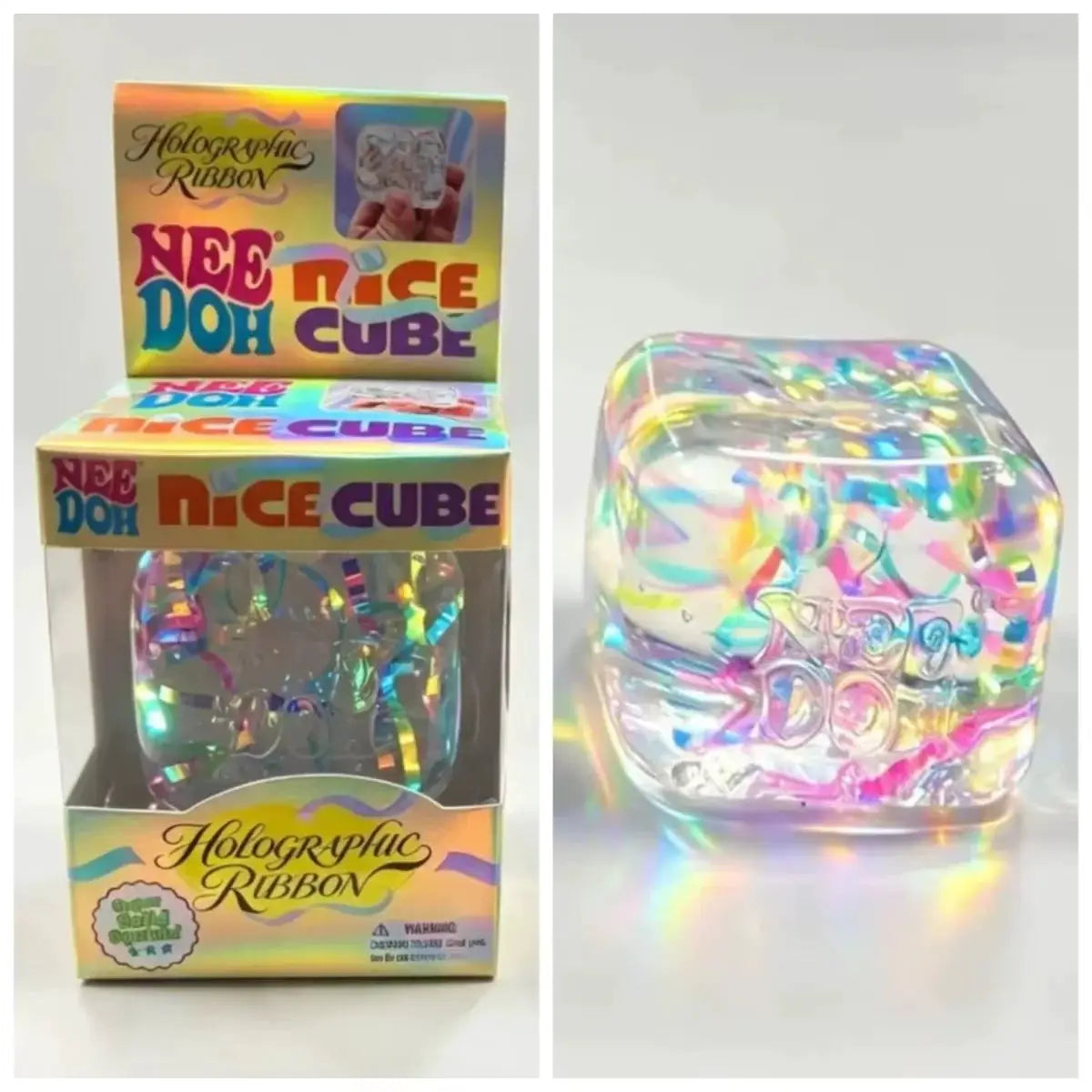Sensory Fidget Toy | Holographic Ribbon Squeeze | Colorful Malleable Texture