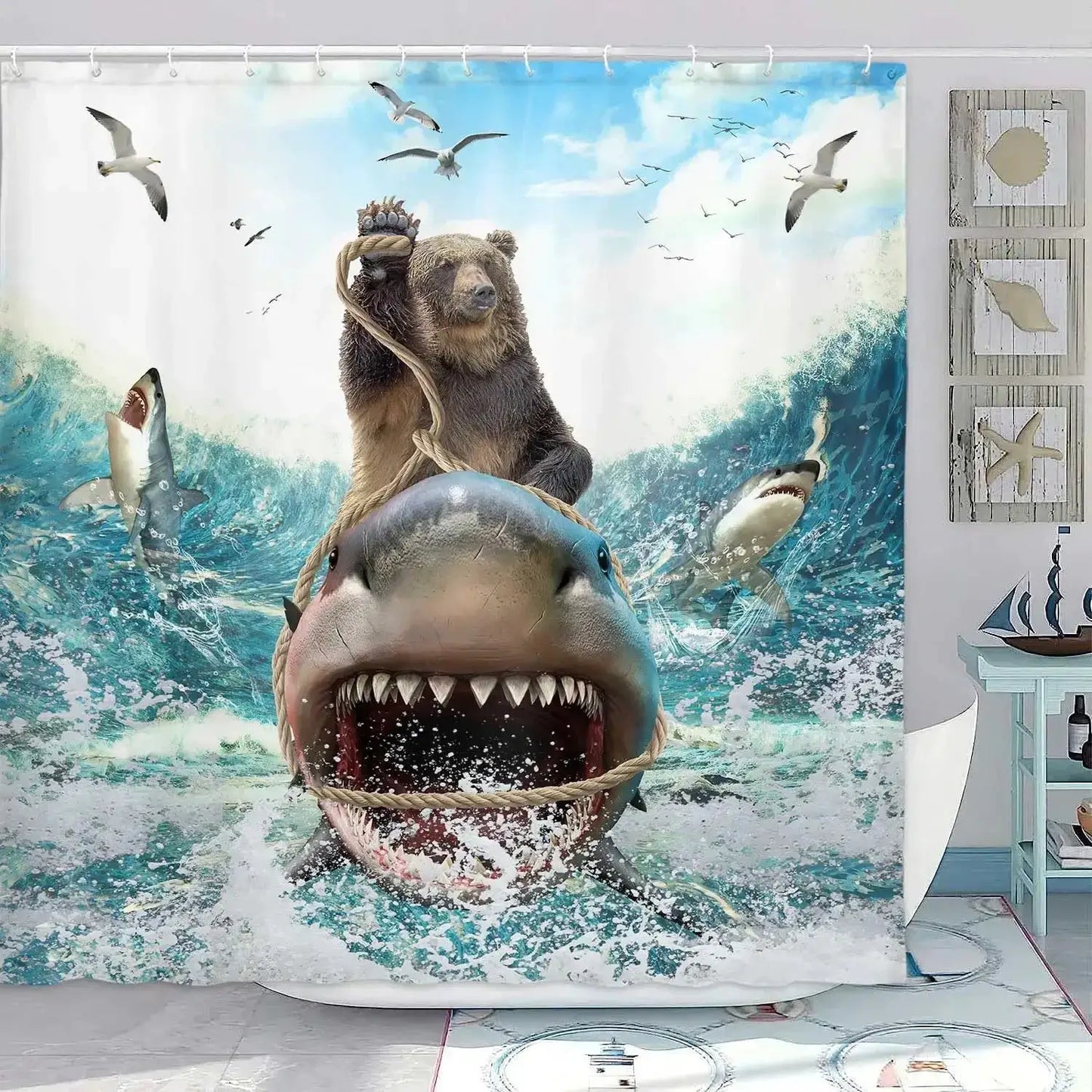 Funny Shower Curtains Bathroom Curtain With Hooks Decor Waterproof Cute Cat Dinosaur Bath Polyester Fabric 3D Cortinas De Ducha from PriceLows™