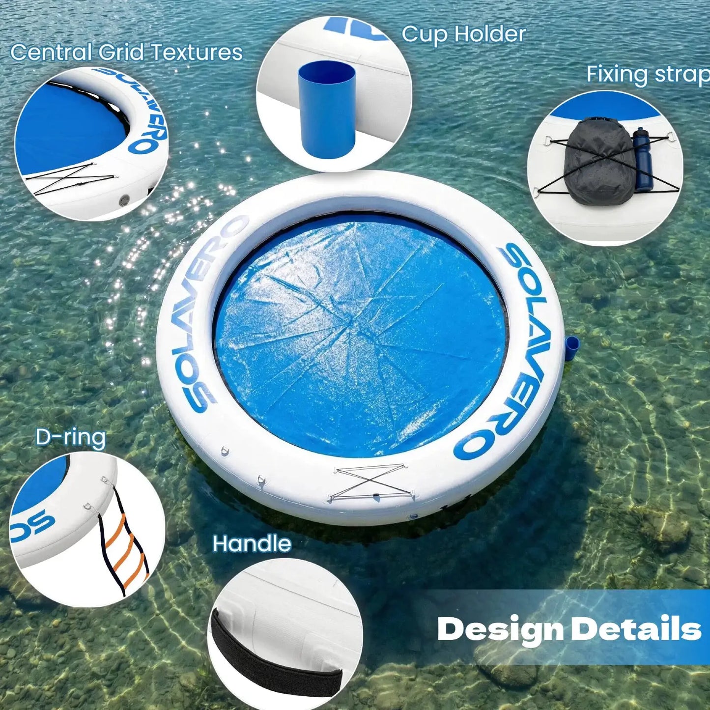 Inflatable Water Floating Platform | 8ft Round | 660 Lbs Capacity | 3-4 Person