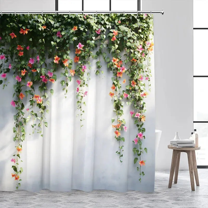 Green Leaves Shower Curtains Tropical Leaf Garden Vine Plant Wall Hanging Fabric Home Bathroom Decor Bath Curtain Set with Hooks from PriceLows™