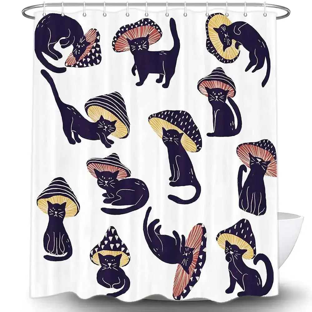 Raining Cats and Dogs Shower Curtain Funny Cartoon Cute Animal Hilarious Pets Playing Water Polyester Waterproof Bathroom Panels from PriceLows™