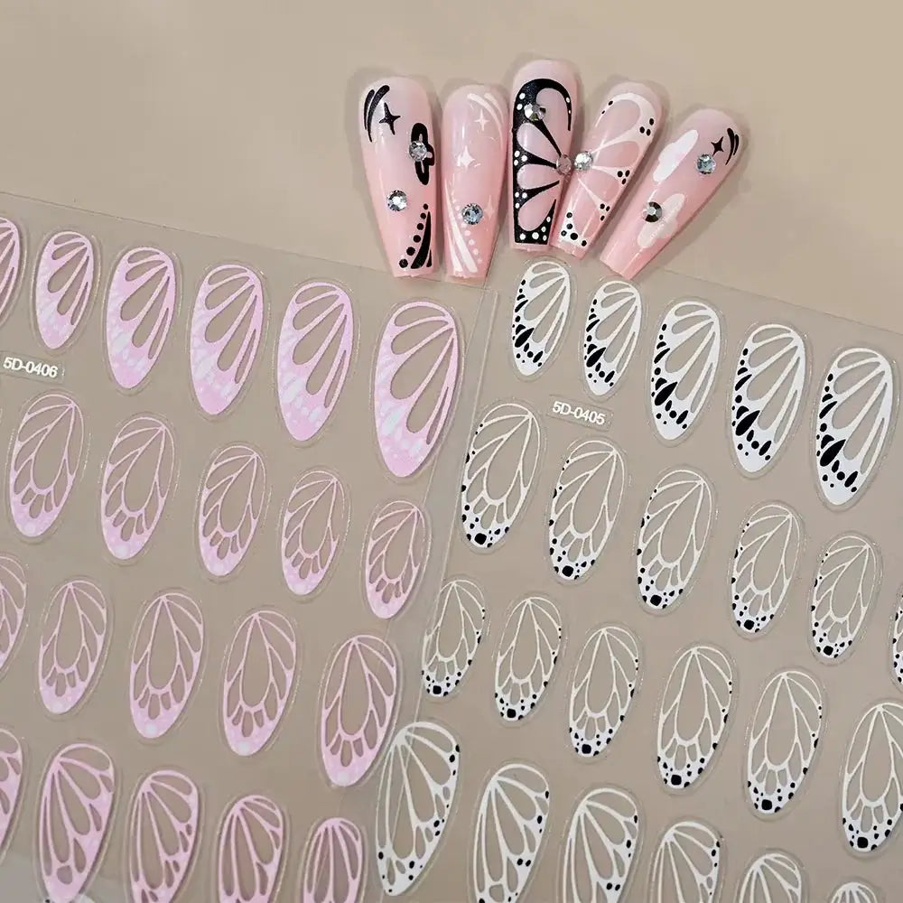 2Sheets French Gradient Line Nail Art Stickers 3D Self-Adhesive White+Black Slider Design Stencil Manicure Guides DIY Nail Decor from PriceLows™