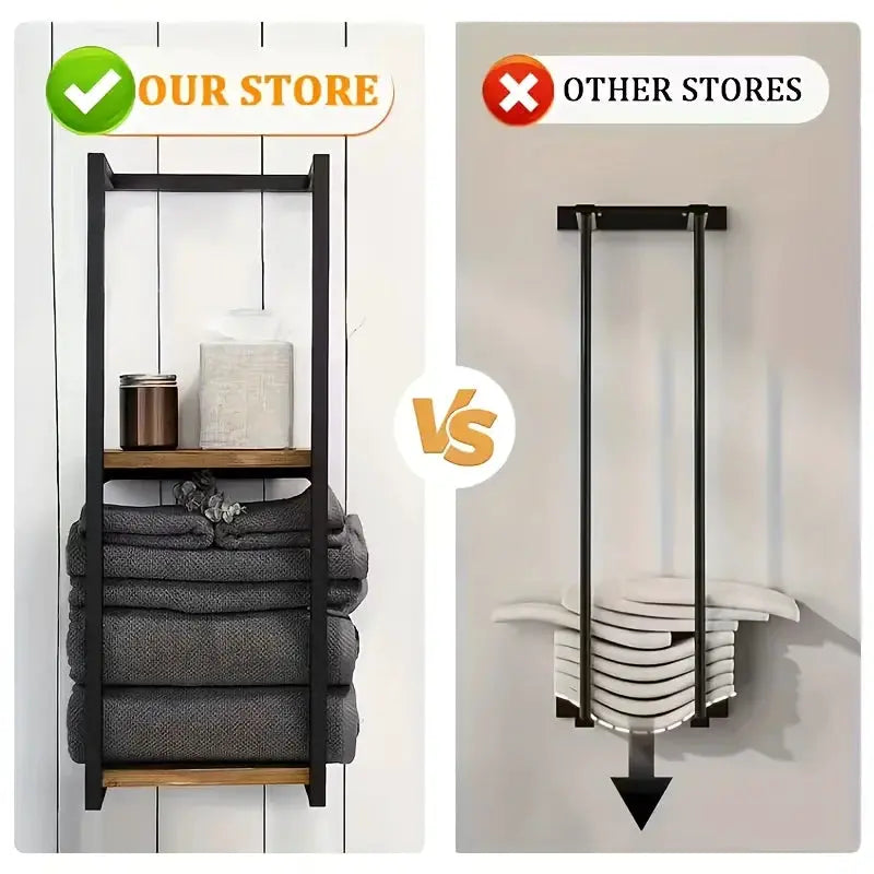 2-layer carbon steel wall-mounted towel rack, French country style bathroom storage rack, no electricity, durable carbon steel m from PriceLows™