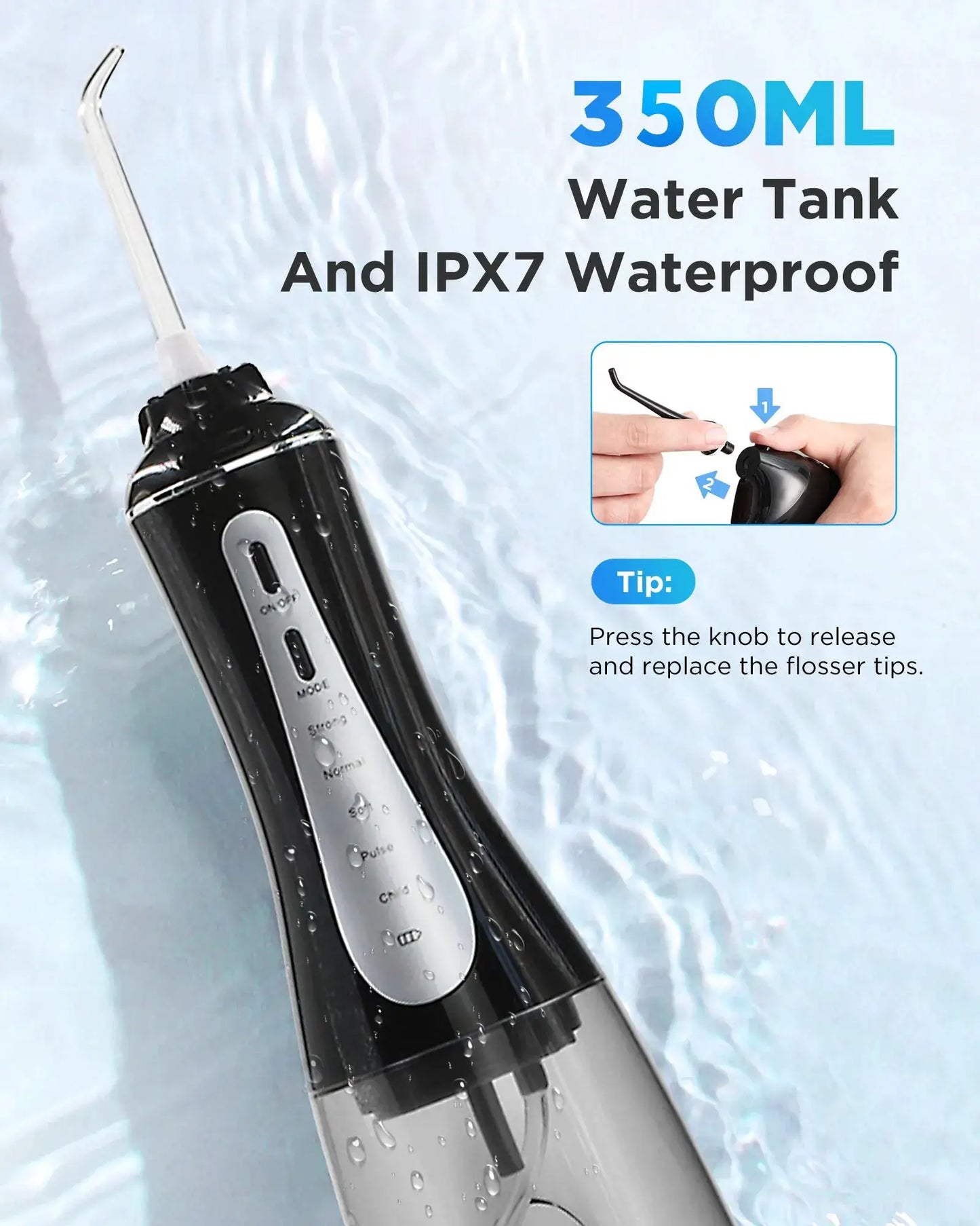 Water Flosser | 5 Modes | 350ml Tank USB Rechargeable Waterproof Portable | One Size