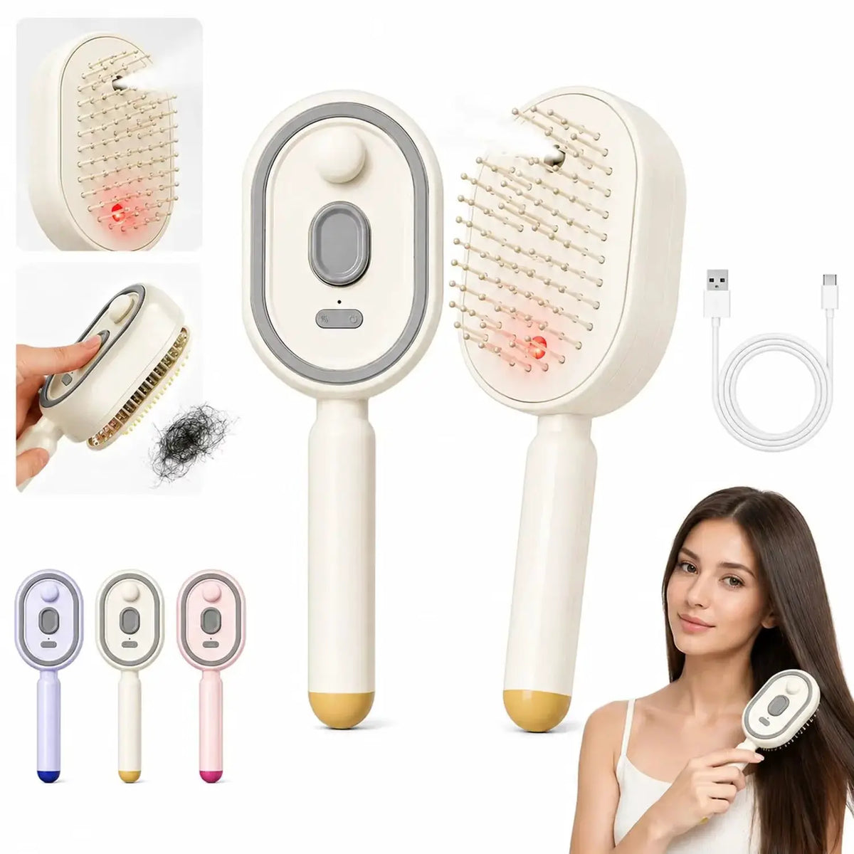 Electric Spray Comb | Rechargeable Steam | Air Cushion Massage Brush
