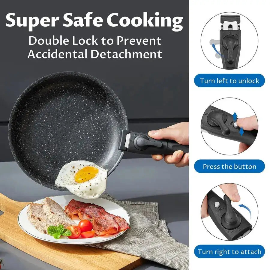 Induction Cookware Set 10 Pieces, Nonstick Pots and Pans Set with Removable Handles, for All Hobs, Stackable Design, Dishwasher from PriceLows™