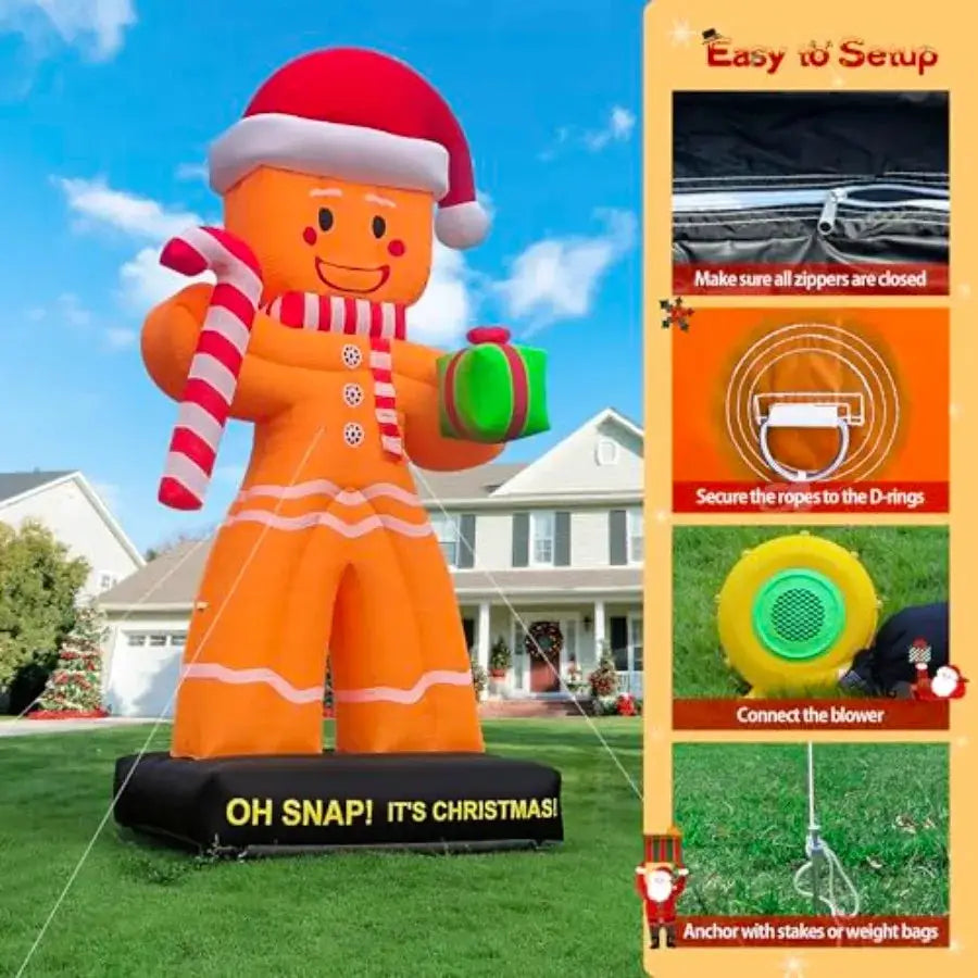 Inflatable Christmas Decor | Rugged PVC Build | Red Green Tones | 20 Foot High