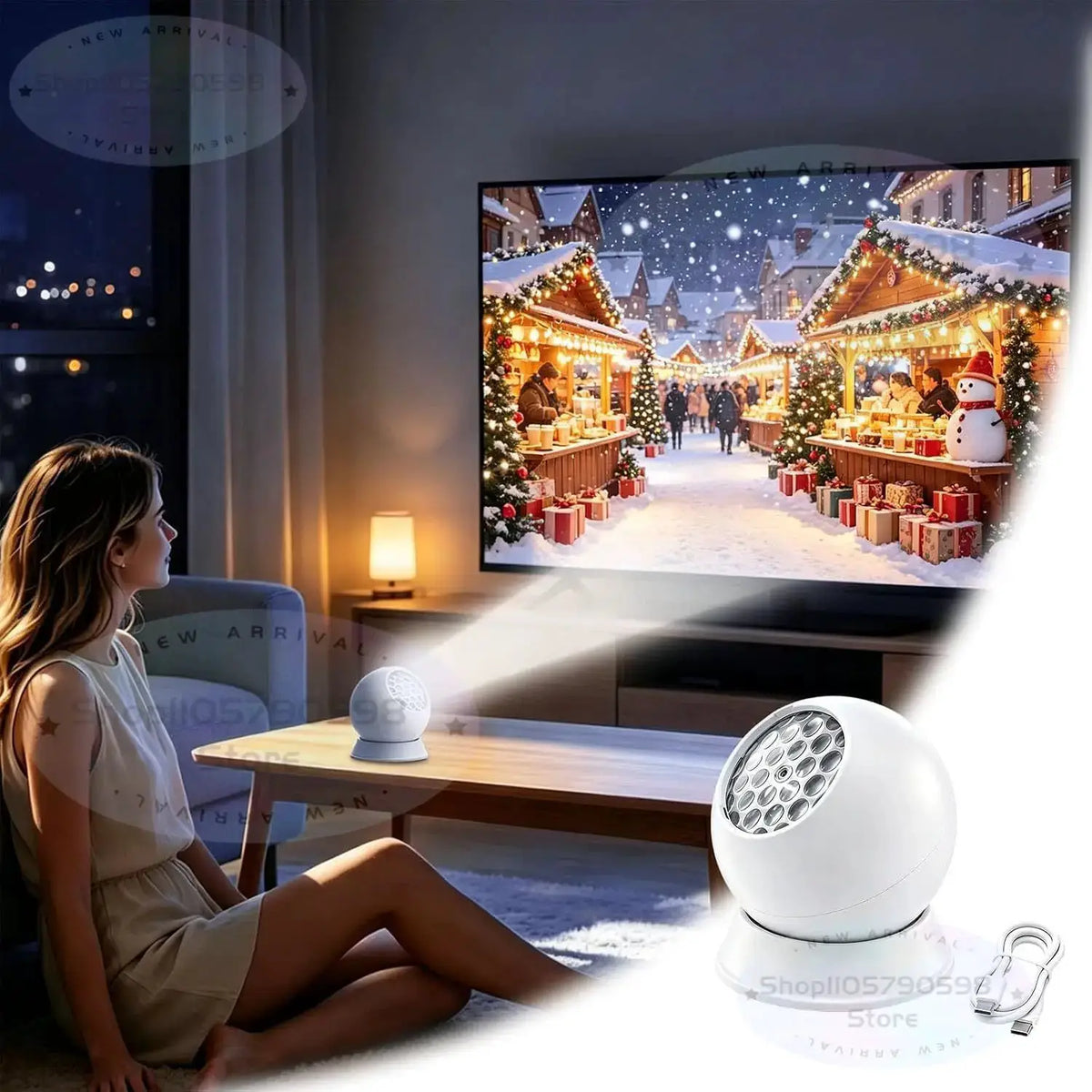 Christmas Projection Night Light | Wall Ceiling Display | Plug In | Holiday