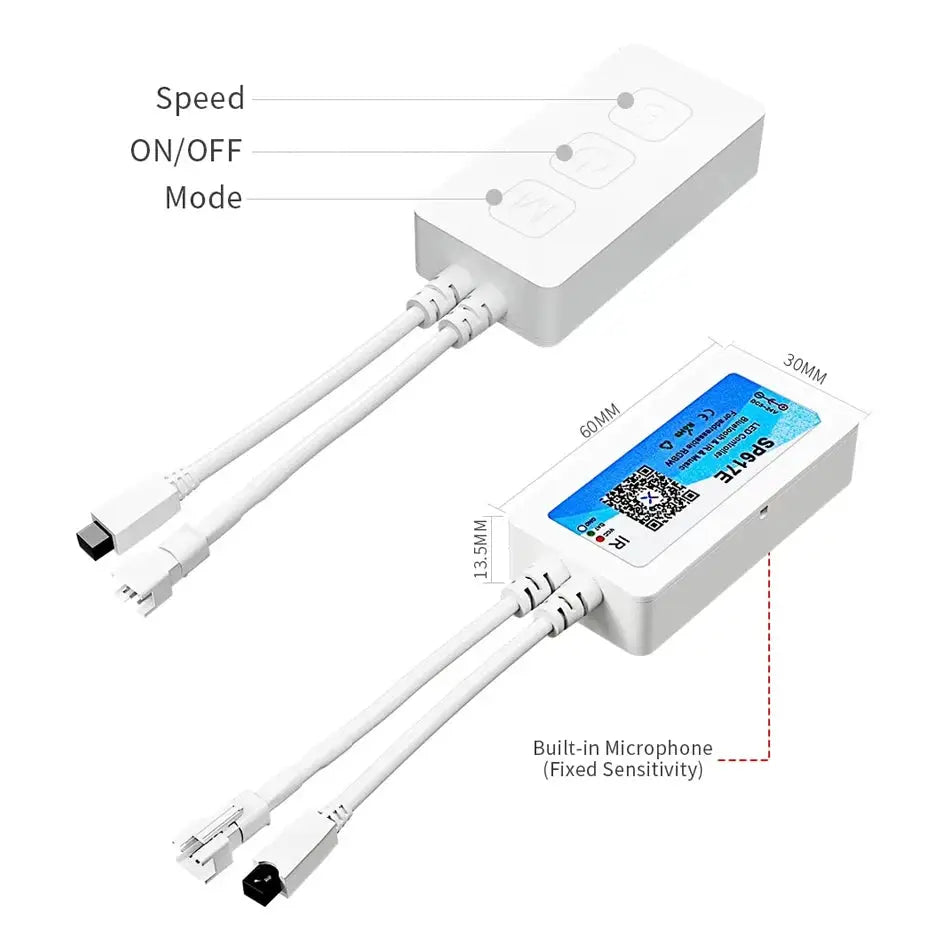 SK6812-RGBW Music LED Controller SP617E Built-In Mic WS2814 TM1824 SM16704 UCS2904 LED Strip Light Bluetooth App IOS DC5-24V from PriceLows™