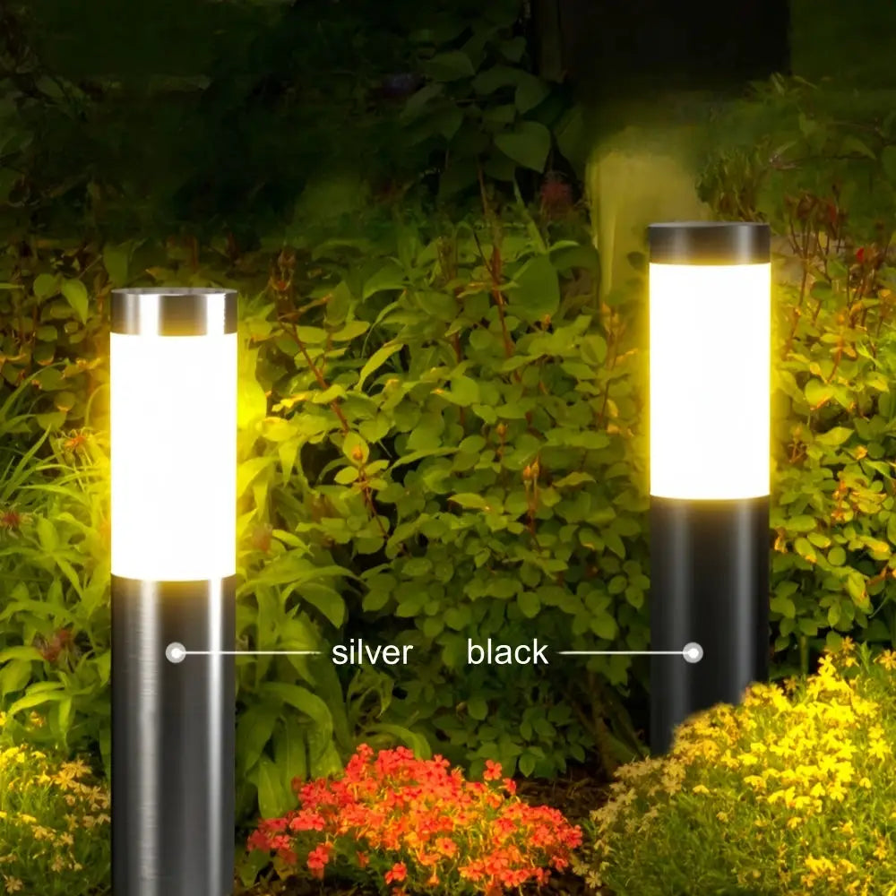 Solar Stainless Steel LED Modern Pathway Lights Upgraded Courtyard Outdoor Garden Cylindrical Lawn Light Outside Walkway Decor from PriceLows™