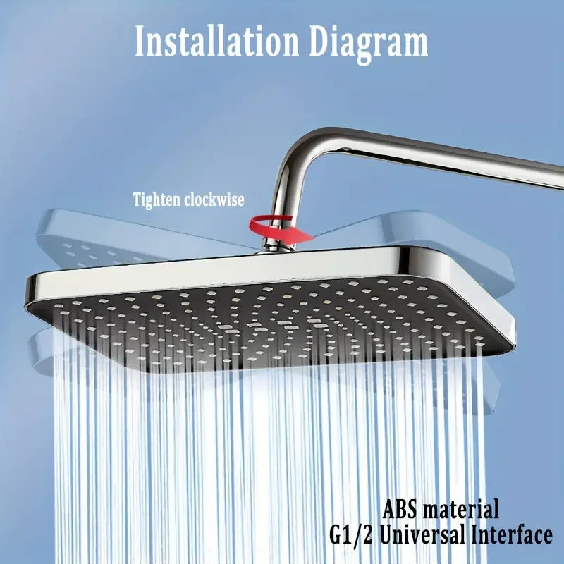 Shower Head | 12 Inch ABS High Pressure Rainfall | 360 Degree Adjustable Nozzle
