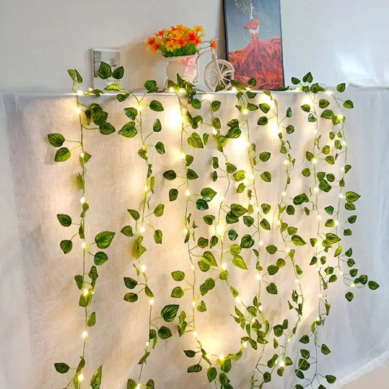 2M/5M/10M Flower Green Leaf String Light Artificial Vine Fairy Light Battery Tree Eave Garland Light for Party Weeding HomeDecor from PriceLows™
