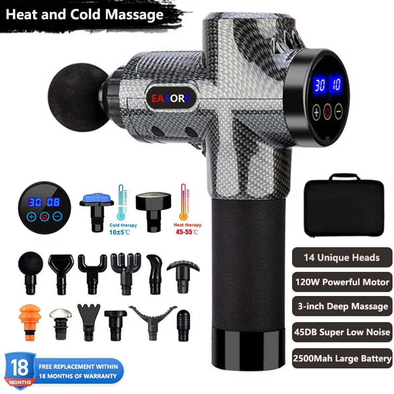 Massage Gun | 24V Thermal Heat | 14 Heads | 2500mAh Battery