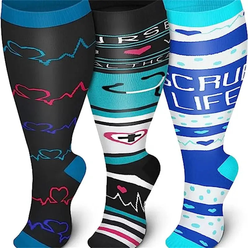Men Compression Socks | 20-30 Mmhg | Cotton Nylon | 3 Pairs 2Xl To 7Xl