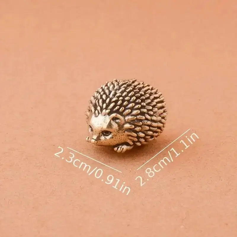 Brass Hedgehog Figurine | Vintage Metal Craft | Desktop Home Accent