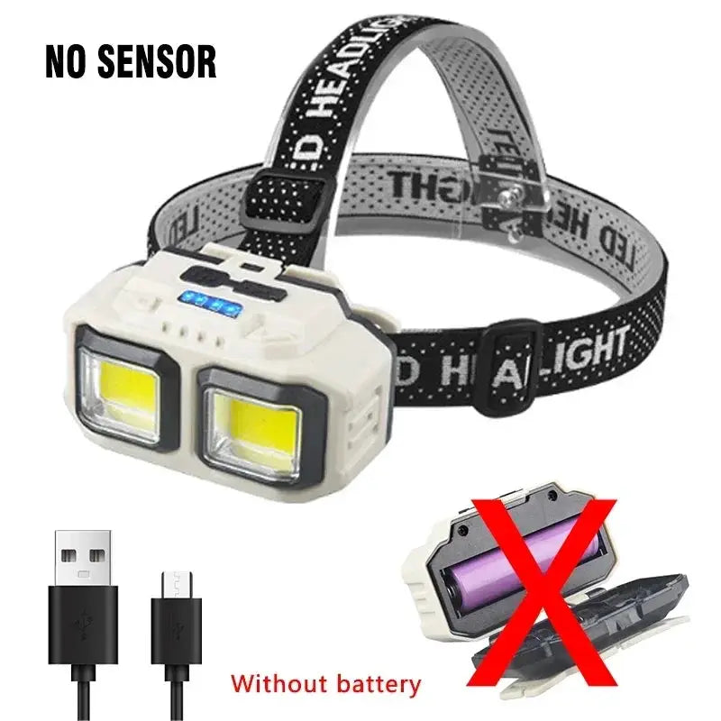 Powerful Induction COB LED Headlamp USB Rechargeable Head Flashlight Work Light Outdoors Camping Search Light Fishing Head Torch from PriceLows™