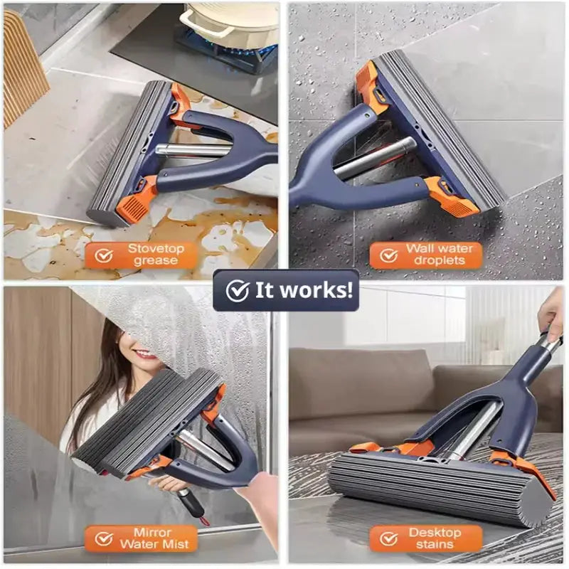 Mini Mop Self Squeeze Mop Powerful Folding Household Clean Tools No Hand Wash Strong Absorbent Mop for Bathroom Kitchen Desktop from PriceLows™