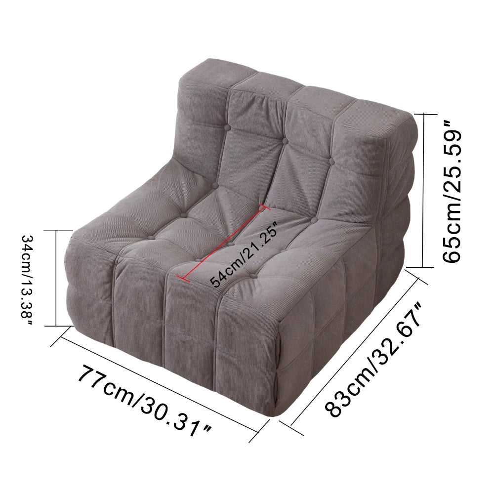 Floor Chair | Plush Corduroy Fabric | Tufted Modular | Single Size