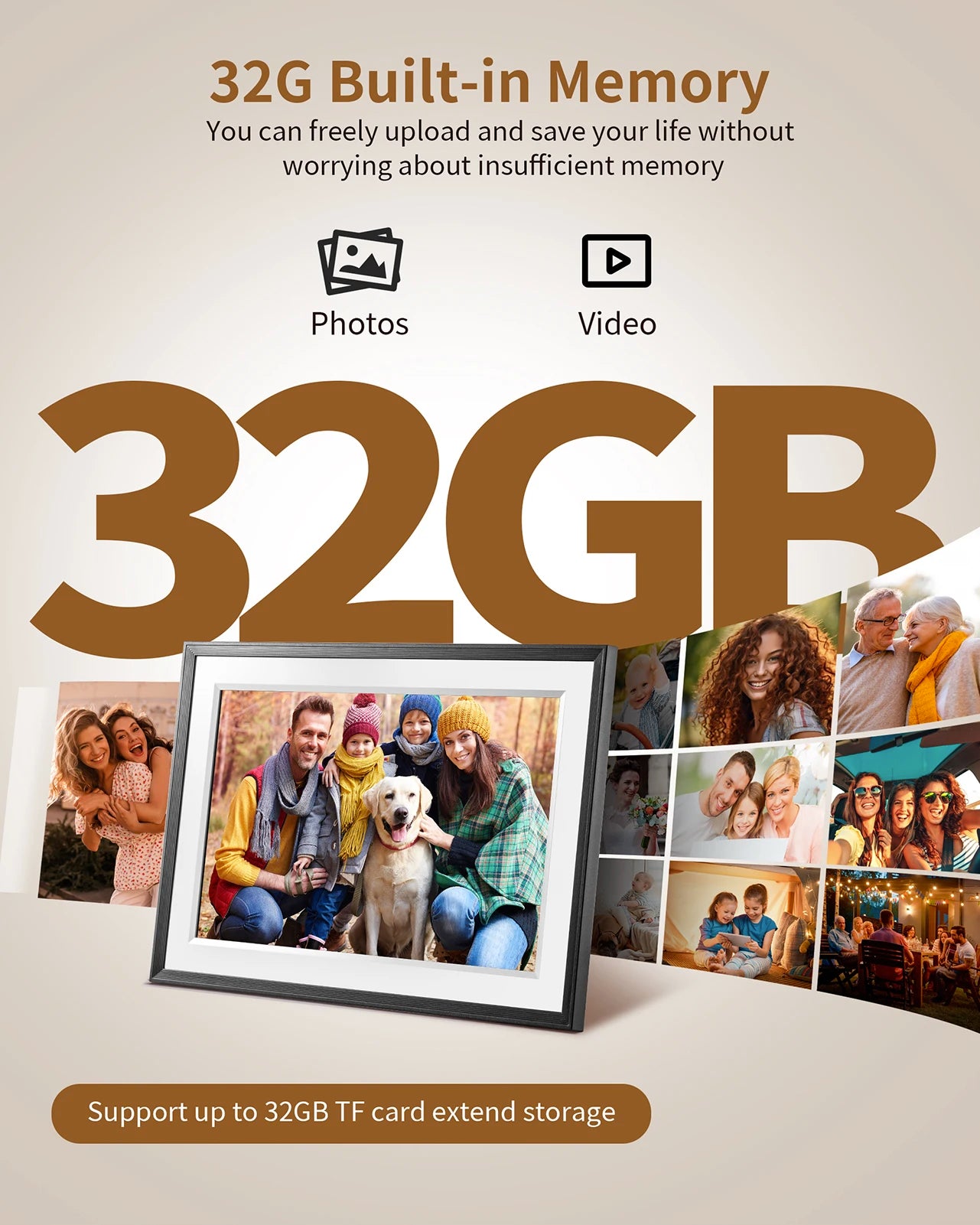 Digital Photo Frame | 10.1 Inch Display | 32 GB Built In Memory