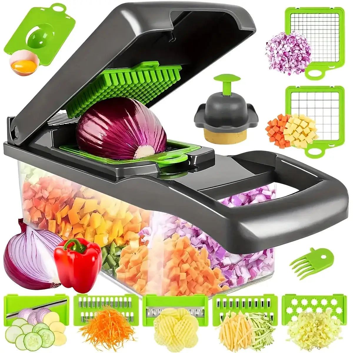 Vegetable Slicer | Multifunctional | Stainless Steel Blades | 14/16 Piece Set