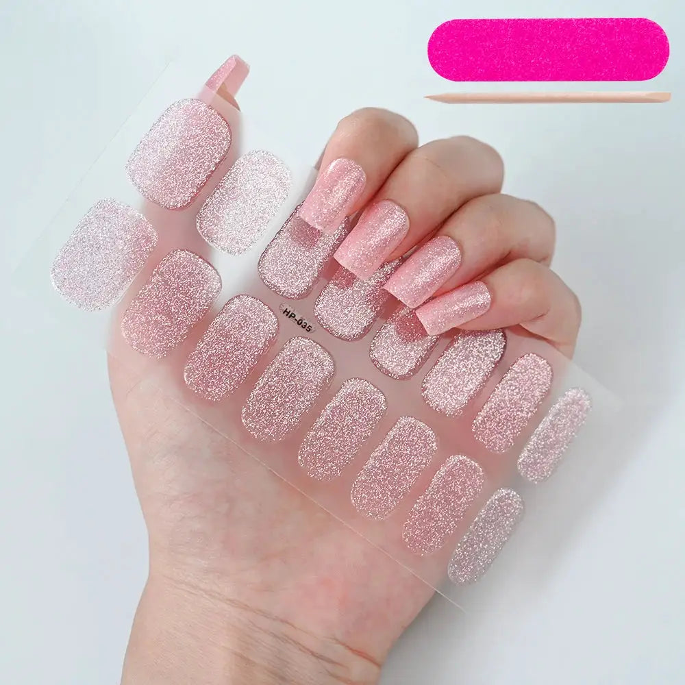 Semi Cured Wraps Fast Gel Nail Sticker Soild Nail Gel Wraps Adhesive Full Cover Gel Nail Decal UV Lamp Cured Manicure Decoration from PriceLows™