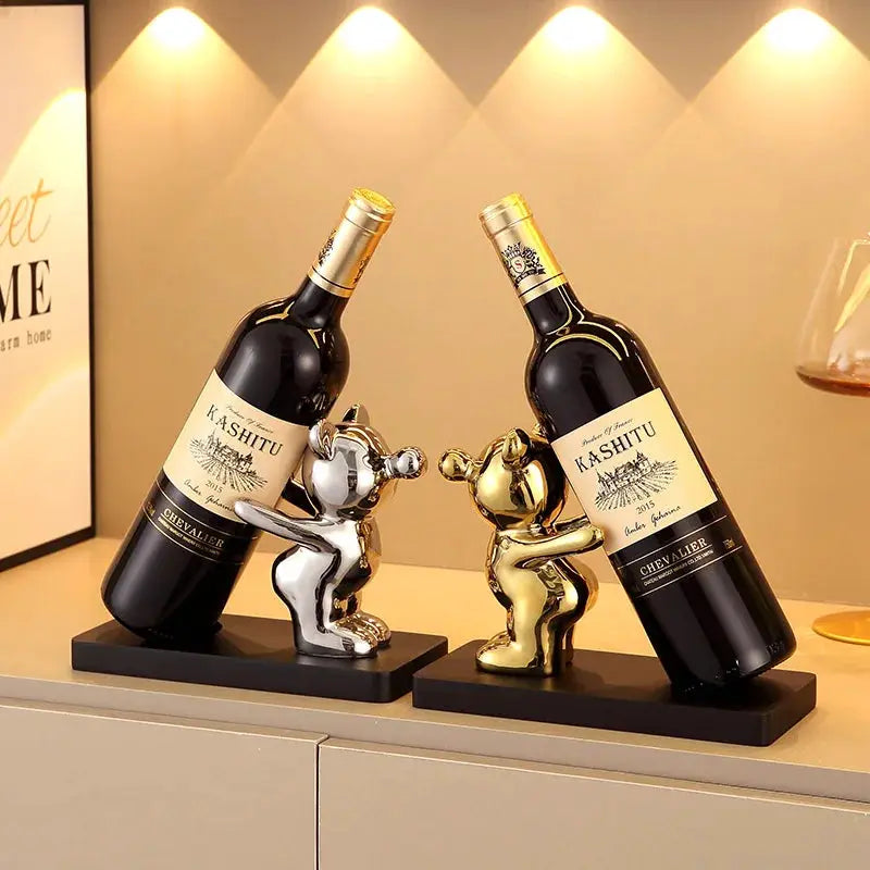 Ceramic Teddy Bear Red Wine Rack Statue Luxurious High-end Living Room Home Decor Dining Area TV Cabinet Wine Cabinet Decoration from PriceLows™