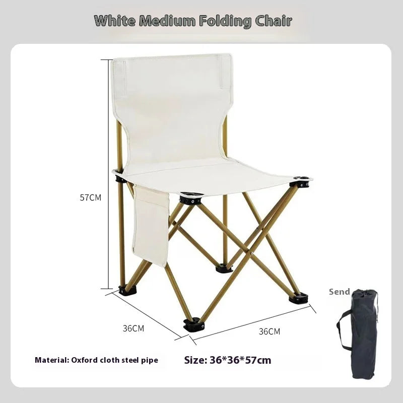Outdoor Foldable Chair | Oxford Cloth Seat | Side Pocket | 12x60cm
